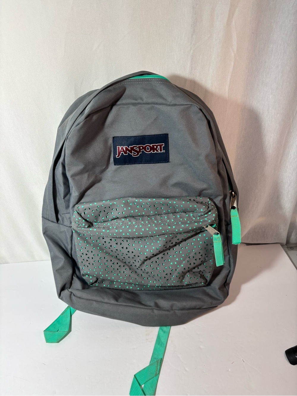 Jansport Gray Backpack with Mint Accents